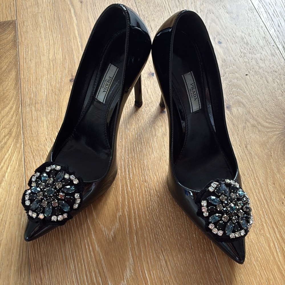 Prada Black Pumps with Swarovski Embellished Detail - Picture 6 of 7